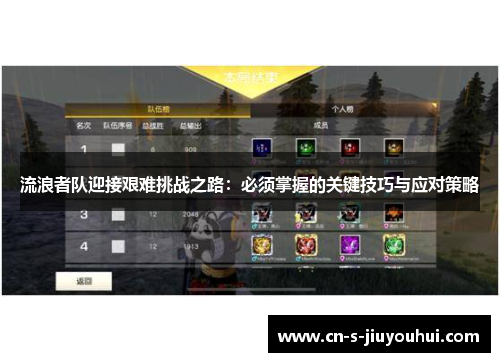 流浪者队迎接艰难挑战之路：必须掌握的关键技巧与应对策略